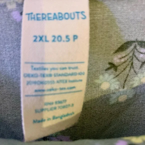 Girl’s Thereabouts Green Floral Off-Shoulder Peasant Top Size 2XL - Picture 3 of 3